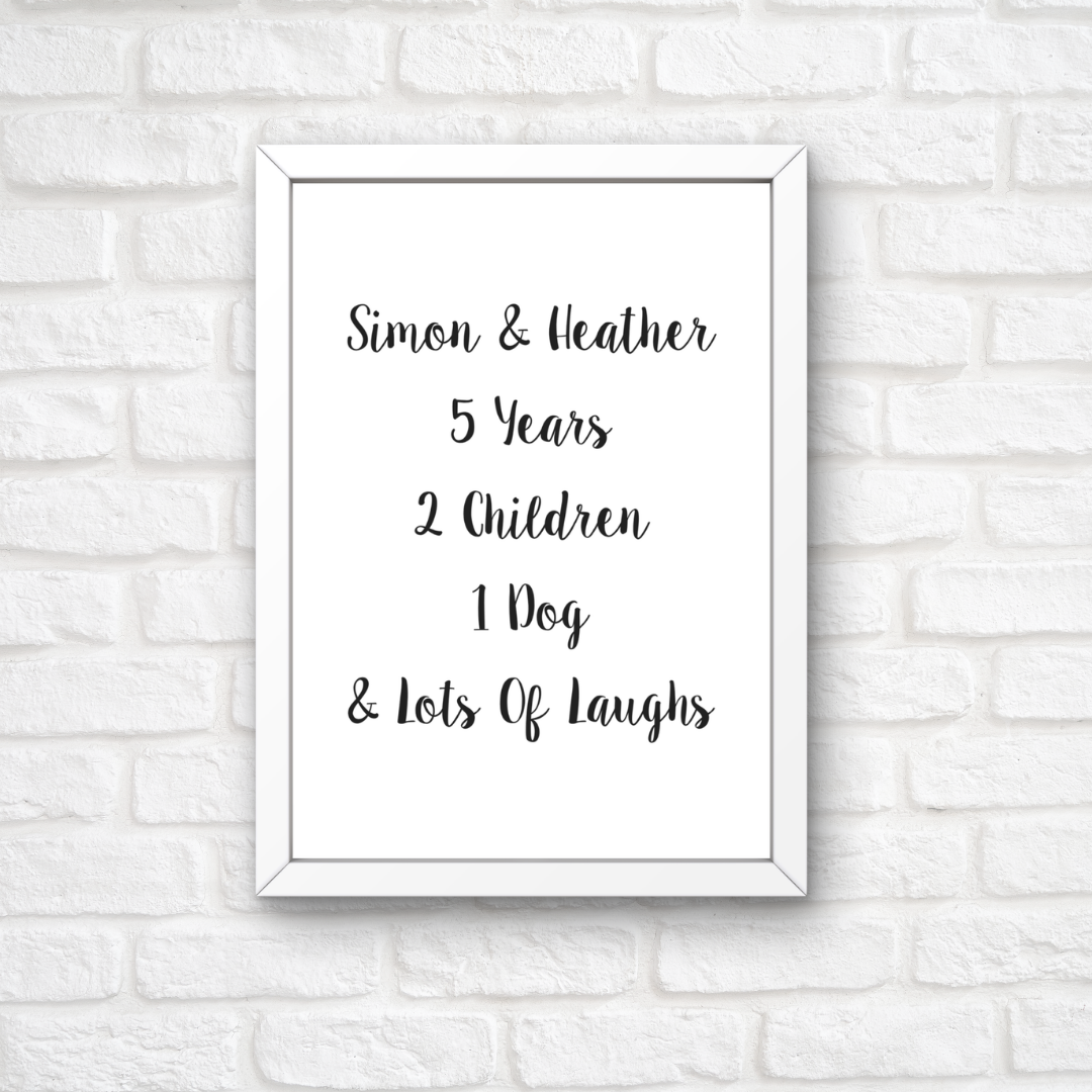 Family Print | Personalised Couple Print | Life Print | Family Gift - Dinky Designs