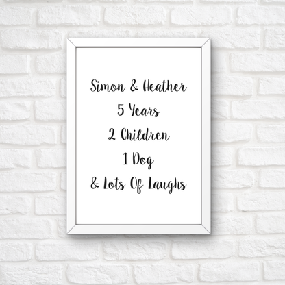 Family Print | Personalised Couple Print | Life Print | Family Gift - Dinky Designs