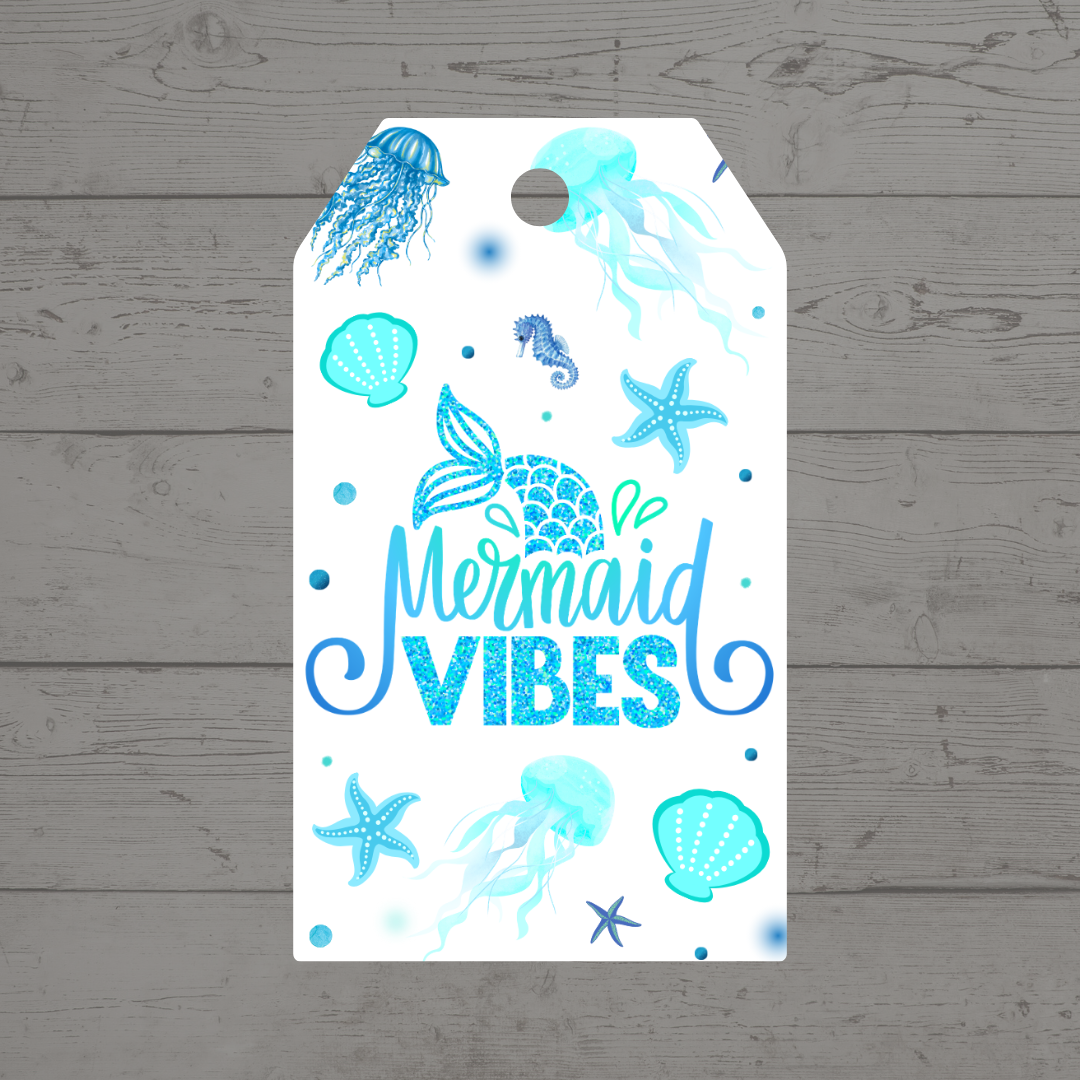Mermaid Gift Tags | Mermaid Vibes Birthday Gift Tags | Rectangle Gift Tags - Dinky Designs