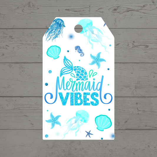 Mermaid Gift Tags | Mermaid Vibes Birthday Gift Tags | Rectangle Gift Tags - Dinky Designs