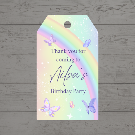 Rainbow Butterfly Gift Tags | Rainbow Butterfly Party Birthday Gift Tags | Rectangle Gift Tags - Dinky Designs