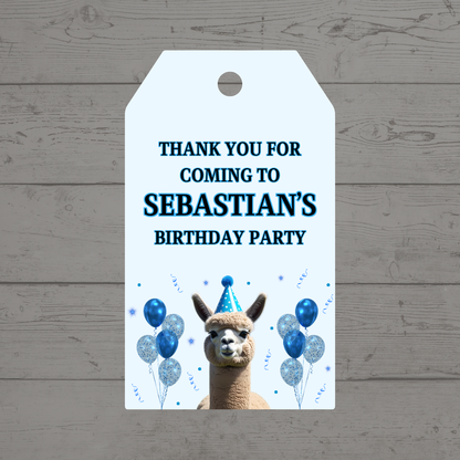 Blue Alpaca Gift Tags | Blue Alpaca Party Birthday Gift Tags | Rectangle Gift Tags - Dinky Designs