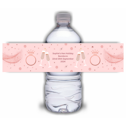 Hen Party Water Bottle Labels | Pink Hen Party Water Labels | Hen Do Stickers