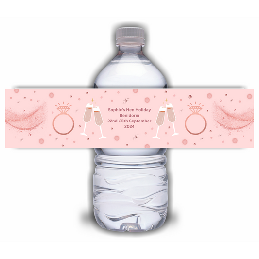 Hen Party Water Bottle Labels | Pink Hen Party Water Labels | Hen Do Stickers