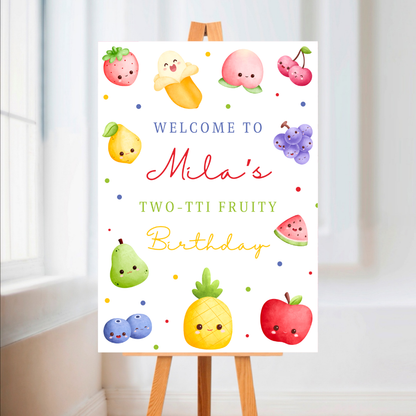Fruit Welcome Board Sign | Personalised Fruit Birthday Party Board | Party Sign | A4, A3, A2