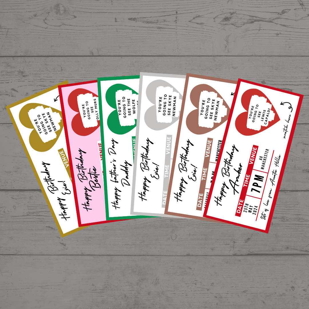 Surprise Concert Ticket Print | Personalised Gold Concert Ticket | Scratch Reveal | Gift Idea