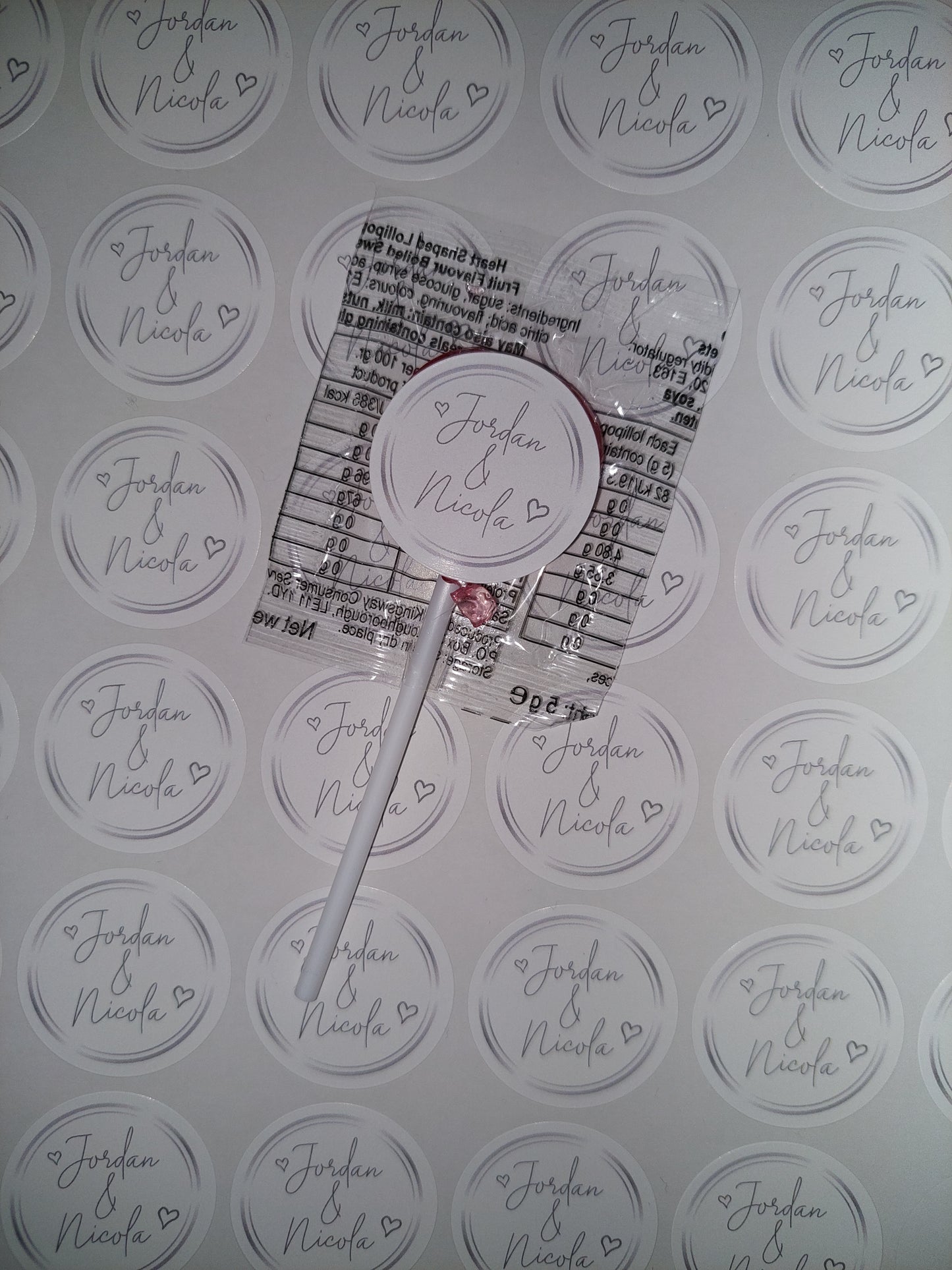 Wedding Stickers | Engagement Stickers | Personalised Couples Name Stickers | Silver & White