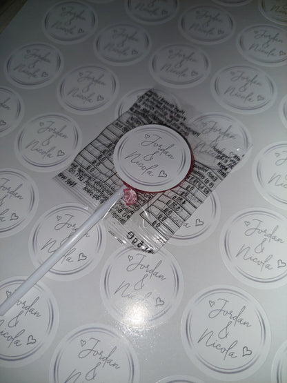 Wedding Stickers | Engagement Stickers | Personalised Couples Name Stickers | Silver & White