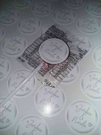 Wedding Stickers | Engagement Stickers | Personalised Couples Name Stickers | Silver & White