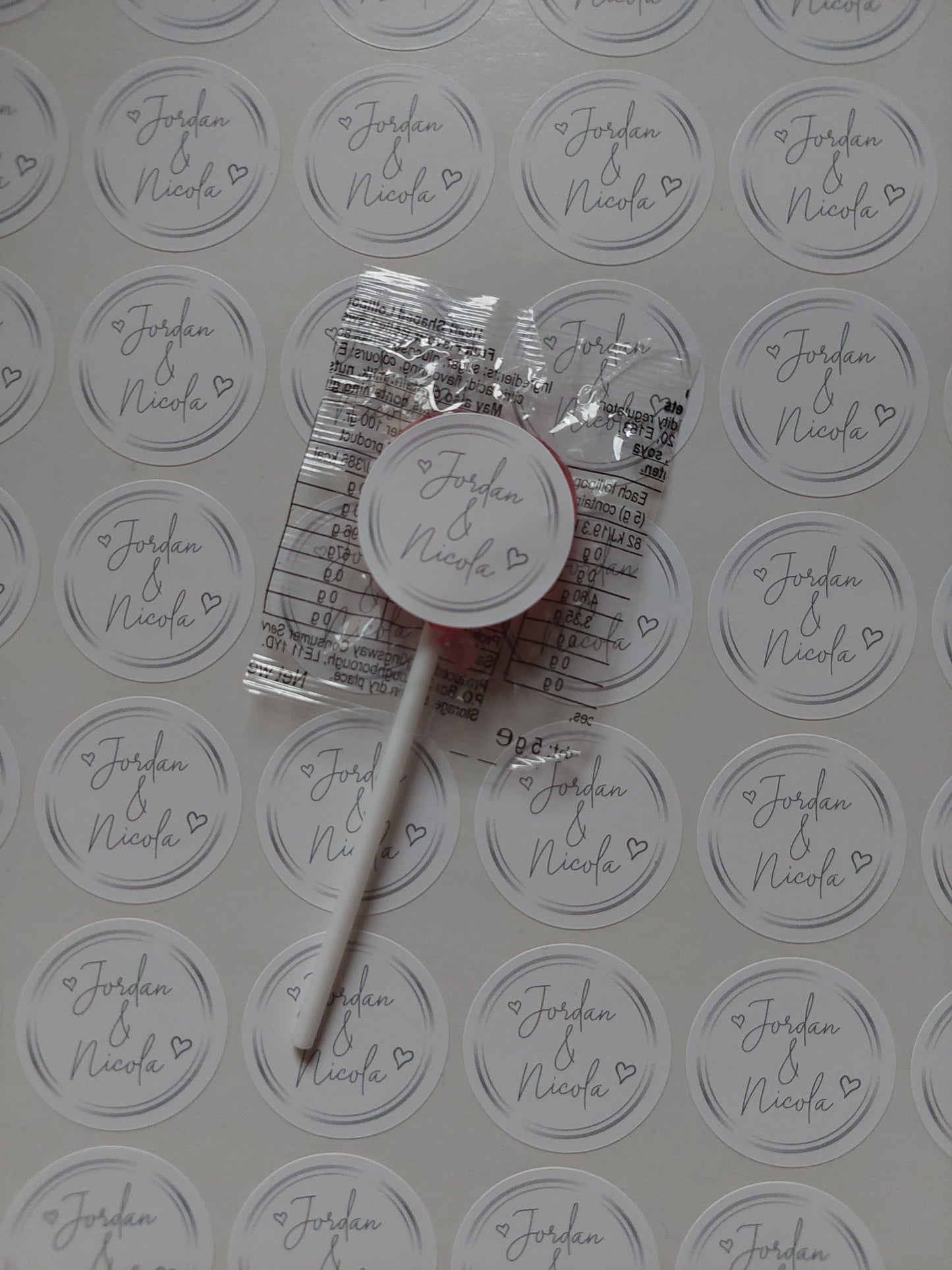 Wedding Stickers | Engagement Stickers | Personalised Couples Name Stickers | Silver & White
