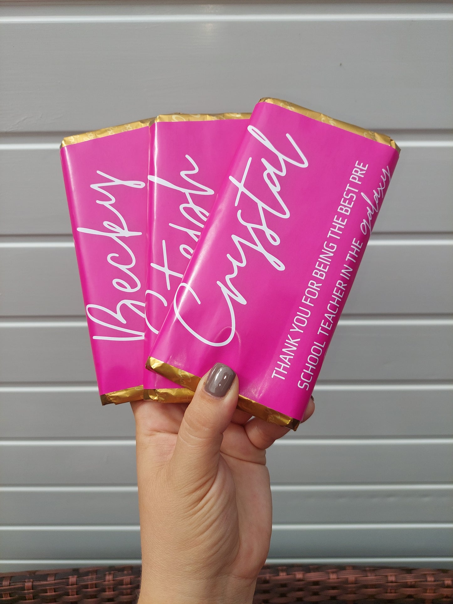 Pink Teacher Chocolate Wrapper Sticker | Chocolate Wrapper Label | Teacher Gift