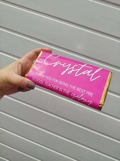 Pink Teacher Chocolate Wrapper Sticker | Chocolate Wrapper Label | Teacher Gift