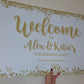 Gold & White Engagement Welcome Board Sign | Personalised Engagement Board | Engagement Party Sign | A4, A3, A2