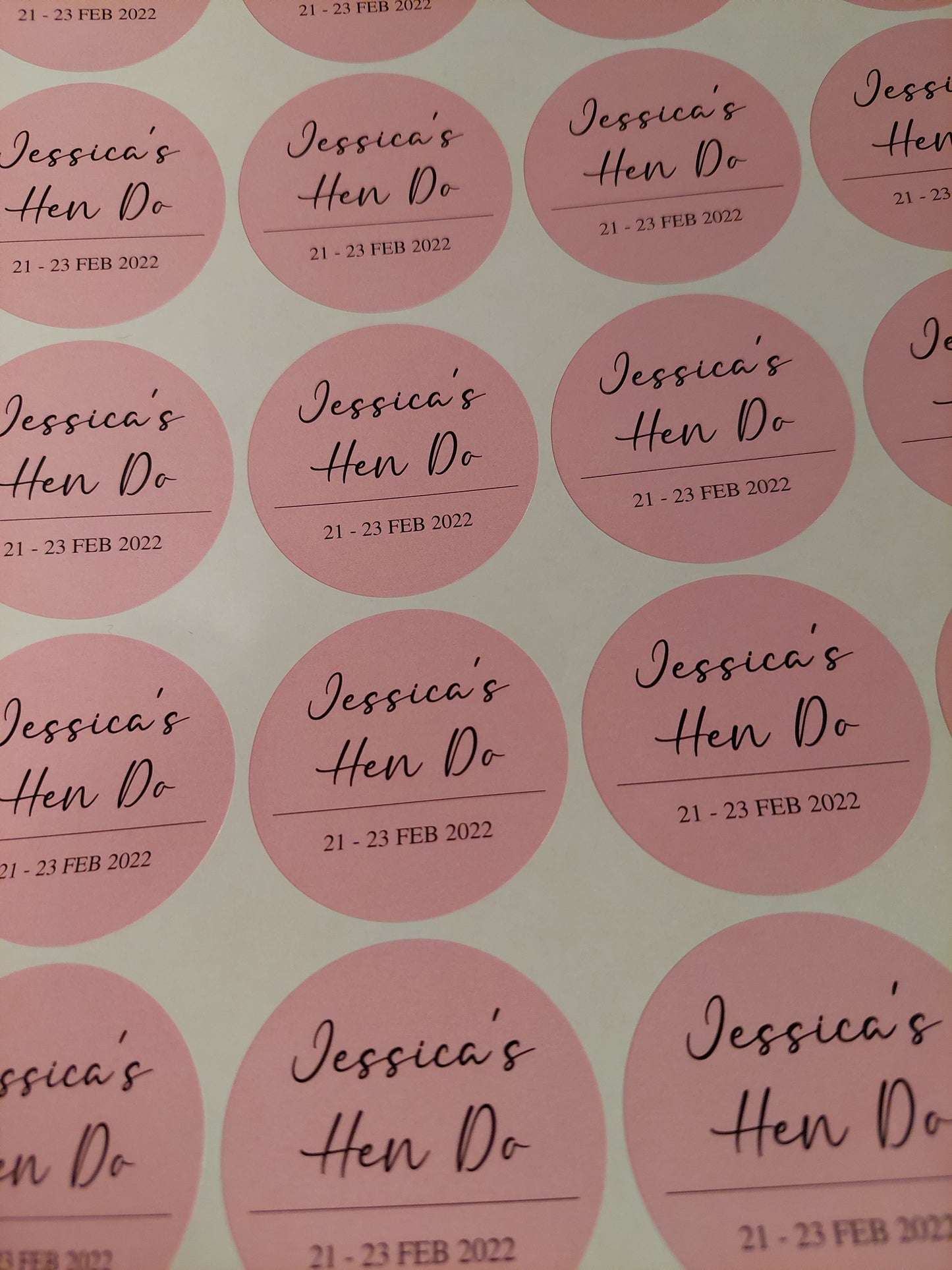 Pink Hen Party Stickers | Sticker Sheet 45mm Circles | Party Stickers | Circle Stickers | Sticker Sheet