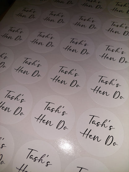 White Hen Party Stickers | Sticker Sheet 45mm Circles | Party Stickers | Circle Stickers | Sticker Sheet