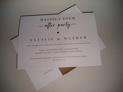 Wedding Invitations | A6 Invites | Happily Ever After Party Wedding Invitations | Wedding Party Invitations
