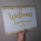 Gold & White Engagement Welcome Board Sign | Personalised Engagement Board | Engagement Party Sign | A4, A3, A2