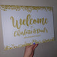 Gold & White Engagement Welcome Board Sign | Personalised Engagement Board | Engagement Party Sign | A4, A3, A2