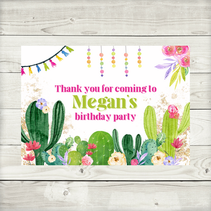 Rectangle Stickers | Cactus Fiesta Party Stickers | Party Bag Stickers - Dinky Designs