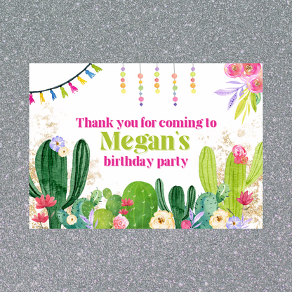 Rectangle Stickers | Cactus Fiesta Party Stickers | Party Bag Stickers - Dinky Designs