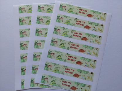 SALE - 16 x Reptile Party Bags | 21 x Reptile Water Labels | Sam's 7th Birthday