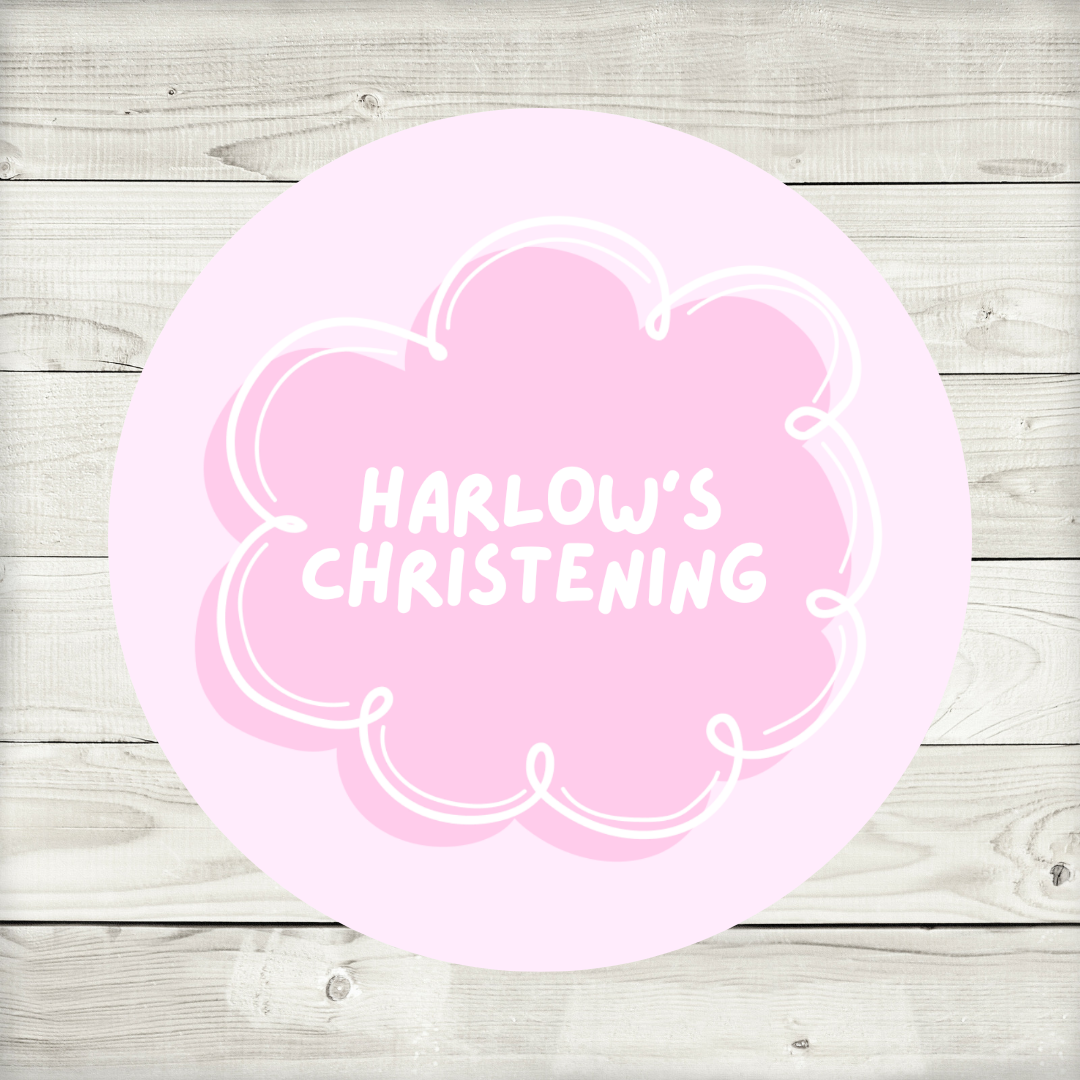 Pink Personalised Cloud Christening Stickers | Various Sizes | Event Birthday Party Stickers