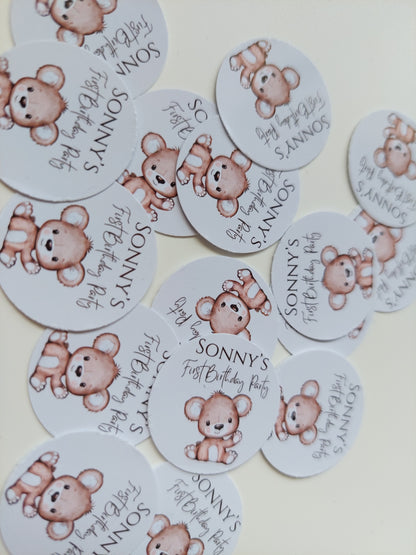 Brown Bear Neutral Confetti | Brown Teddy Bear Confetti | Circle Confetti