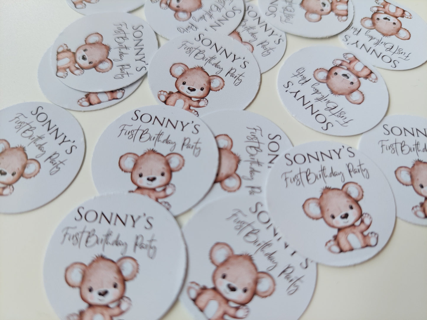Brown Bear Neutral Confetti | Brown Teddy Bear Confetti | Circle Confetti