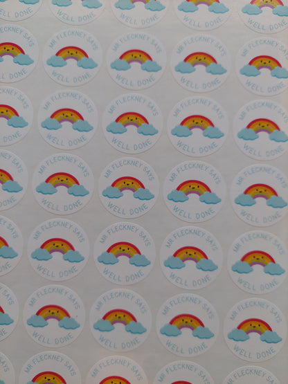 Rainbow Teacher Stickers | Sticker Sheet 45mm Circles | Well Done Stickers | Circle Stickers | Sticker Sheet | Personalised Star Classroom Stickers