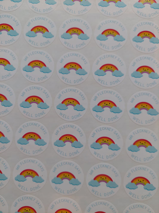 Rainbow Teacher Stickers | Sticker Sheet 45mm Circles | Well Done Stickers | Circle Stickers | Sticker Sheet | Personalised Star Classroom Stickers