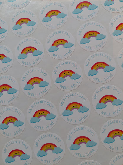 Rainbow Teacher Stickers | Sticker Sheet 45mm Circles | Well Done Stickers | Circle Stickers | Sticker Sheet | Personalised Star Classroom Stickers