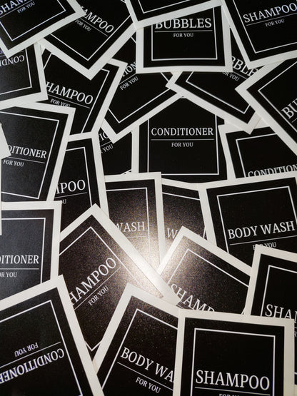 SALE ITEM | Waterproof Bathroom Bottle Labels Set | Bubbles, Shampoo, Conditioner, Body Wash