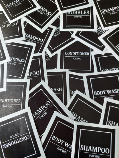 SALE ITEM | Waterproof Bathroom Bottle Labels Set | Bubbles, Shampoo, Conditioner, Body Wash