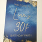 Navy Blue & Gold Welcome Board Sign | Personalised Birthday Board | Birthday Party Sign | A4, A3, A2