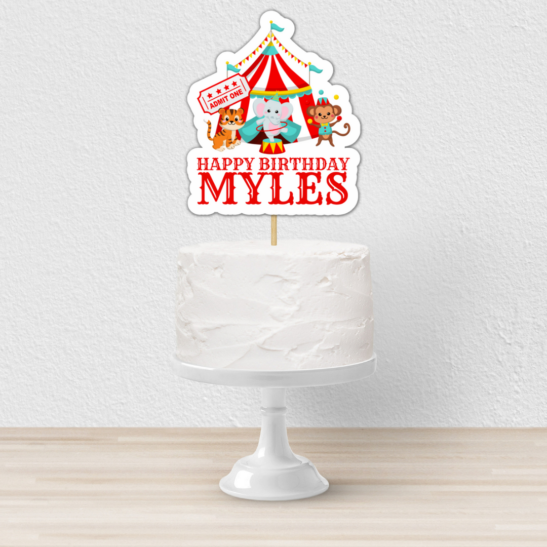 Cake Topper | Personalised Circus Cake Topper | Circus Party Supplies | Design 1