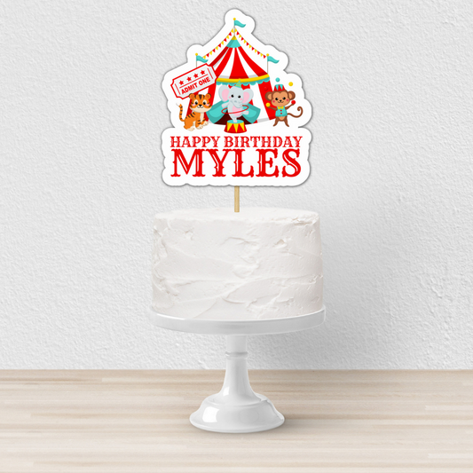 Cake Topper | Personalised Circus Cake Topper | Circus Party Supplies | Design 1