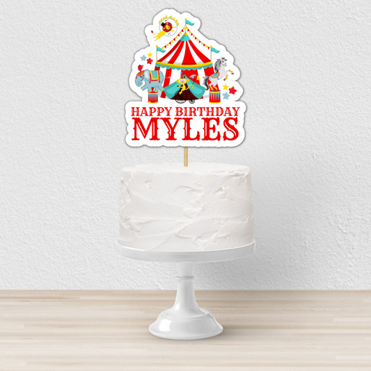 Cake Topper | Personalised Circus Cake Topper | Circus Party Supplies | Design 2