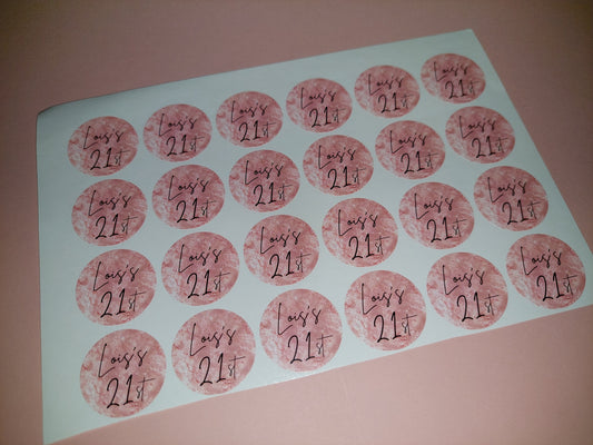 24 x Blush Pink Stickers | Lois's 21st | SALE ITEM