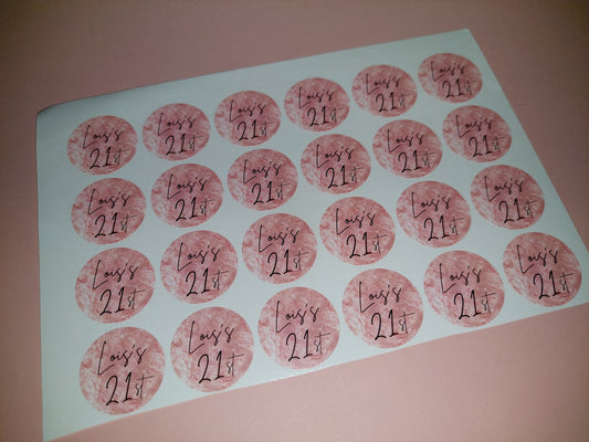 24 x Blush Pink Stickers | Lois's 21st | SALE ITEM
