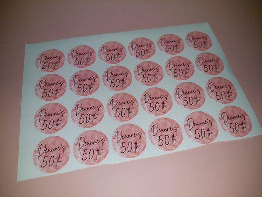 24 x Blush Pink Stickers | Deanne's 50th | SALE ITEM