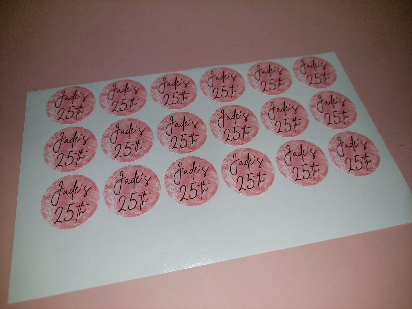18 x Blush Pink Stickers | Jade's 25th | SALE ITEM