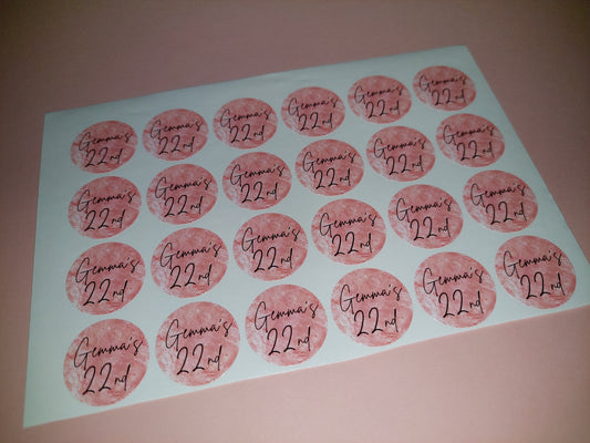 24 x Blush Pink Stickers | Gemma's 22nd | SALE ITEM