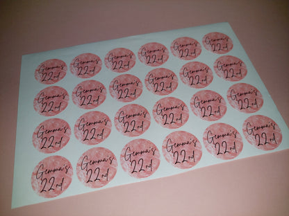 24 x Blush Pink Stickers | Gemma's 22nd | SALE ITEM