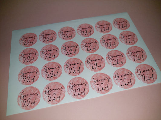 24 x Blush Pink Stickers | Gemma's 22nd | SALE ITEM