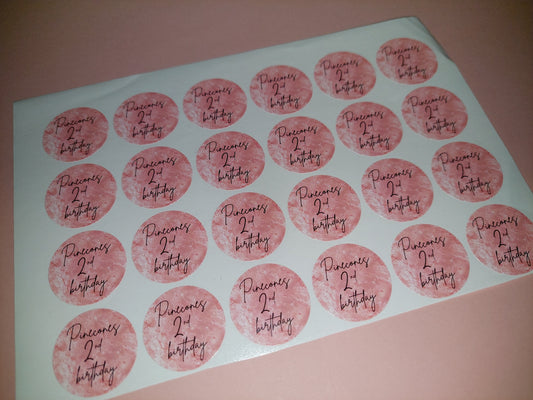 24 x Blush Pink Stickers | Pinecone's 2nd Birthday | SALE ITEM