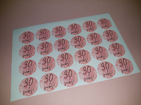 24 x Blush Pink Stickers | 30 Sucks | SALE ITEM