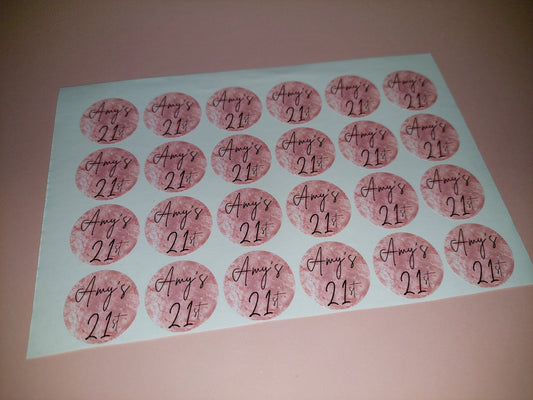 24 x Blush Pink Stickers | Amy's 21st | SALE ITEM