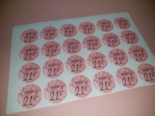 24 x Blush Pink Stickers | Lauren's 21st | SALE ITEM