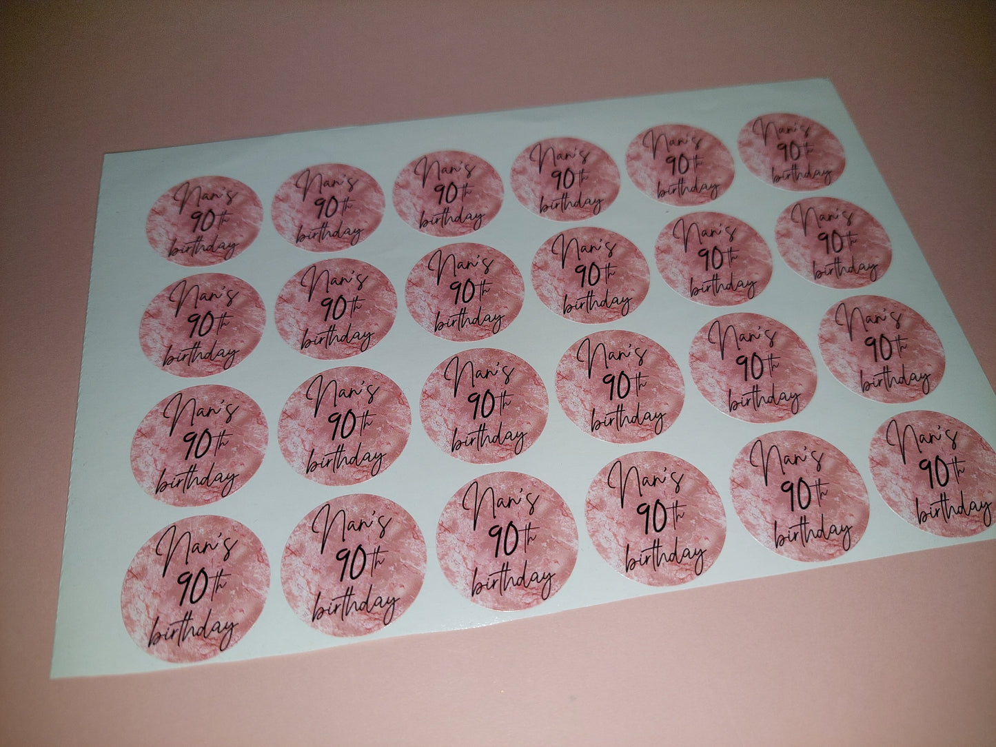 24 x Blush Pink Stickers | Nan's 90th Birthday | SALE ITEM