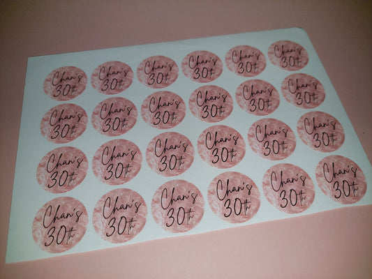 24 x Blush Pink Stickers | Chan's 30th | SALE ITEM